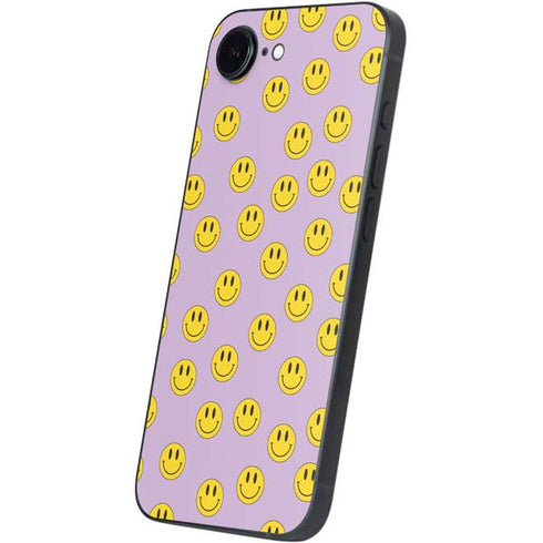 Purple Happy Face Pattern iPhone 16e Skin