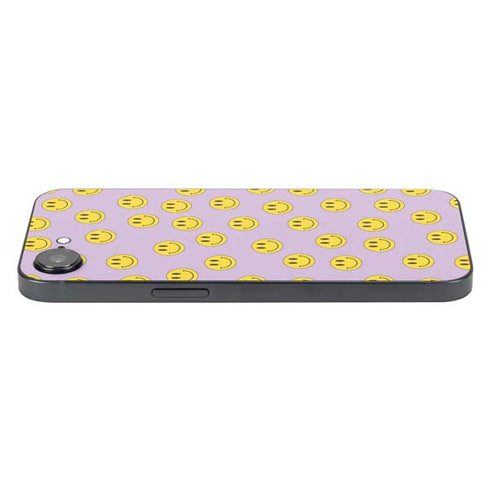 Purple Happy Face Pattern iPhone 16e Skin