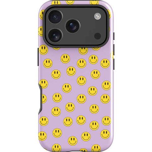 Purple Happy Face Pattern iPhone 18 Pro Impact Case