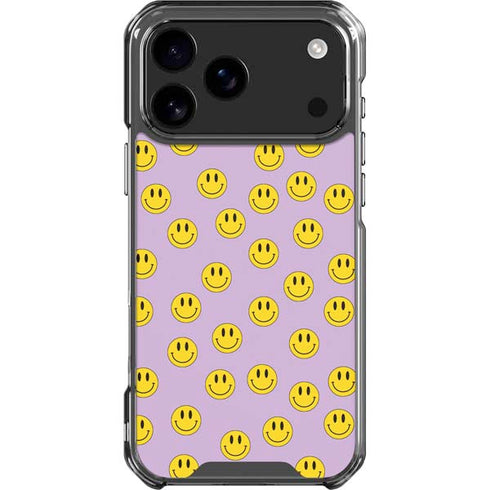 Purple Happy Face Pattern iPhone 18 Pro Max Clear Case