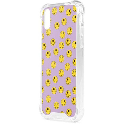 Purple Happy Face Pattern iPhone XS Clear Case