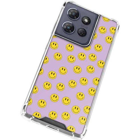 Purple Happy Face Pattern Moto G 5G (2025) Clear Case