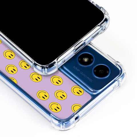 Purple Happy Face Pattern Moto G 5G (2024) Clear Case