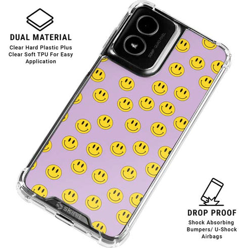 Purple Happy Face Pattern Moto G Power 5G (2024) Clear Case