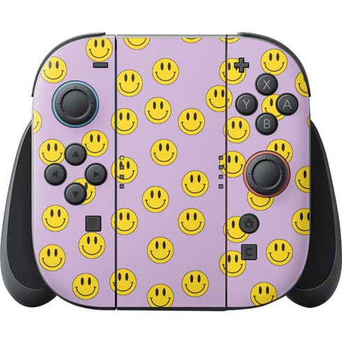 Purple Happy Face Pattern Nintendo Skins