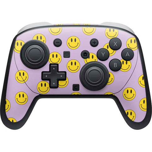 Purple Happy Face Pattern Nintendo Switch 2 (2025) Pro Controller Skin