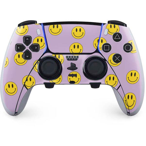 Purple Happy Face Pattern PS5 DualSense Edge Pro Controller Skin
