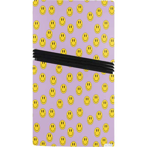 Purple Happy Face Pattern PS5 Pro Console Skin
