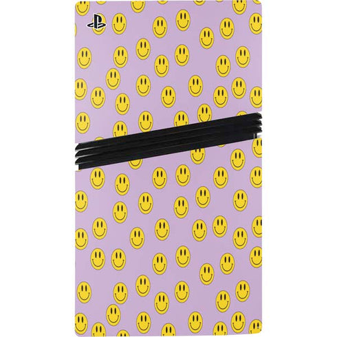 Purple Happy Face Pattern PS5 Pro Disk Bundle Skin