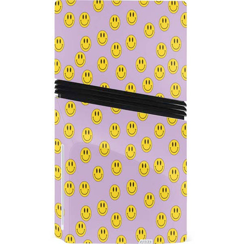 Purple Happy Face Pattern PS5 Pro Disk Bundle Skin