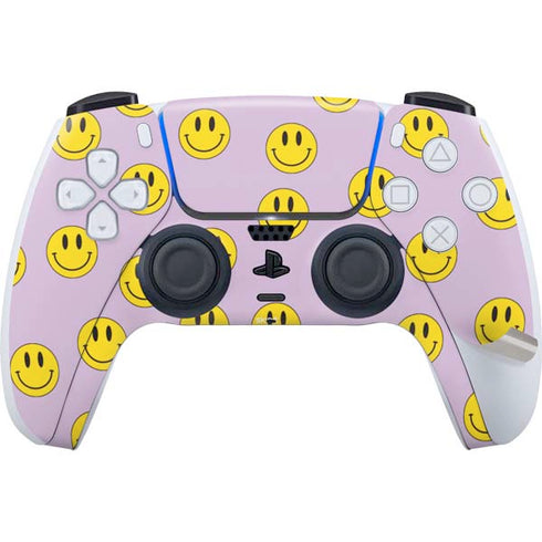 Purple Happy Face Pattern PS5 Pro Disk Bundle Skin
