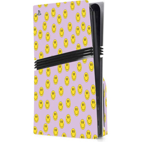 Purple Happy Face Pattern PS5 Pro Disk Console Skin