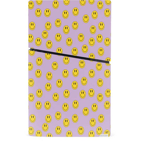 Purple Happy Face Pattern PS5 Slim Digital Edition Console Skin