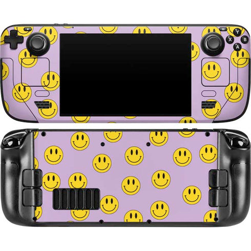 Purple Happy Face Pattern Steam Deck Handheld Gaming Computer OLED Skin