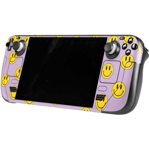 Purple Happy Face Pattern Steam Deck Handheld Gaming Computer OLED Skin