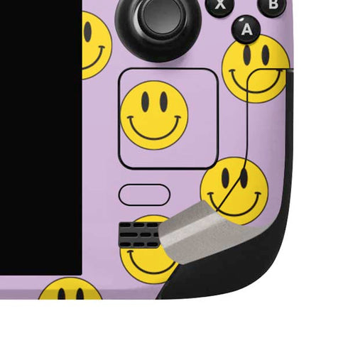 Purple Happy Face Pattern Steam Deck Handheld Gaming Computer OLED Skin