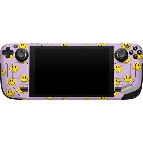 Purple Happy Face Pattern Steam Deck Handheld Gaming Computer Skin