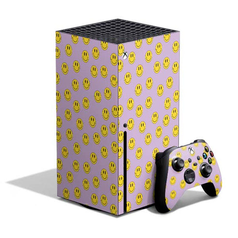 Purple Happy Face Pattern Xbox Series X Bundle Skin