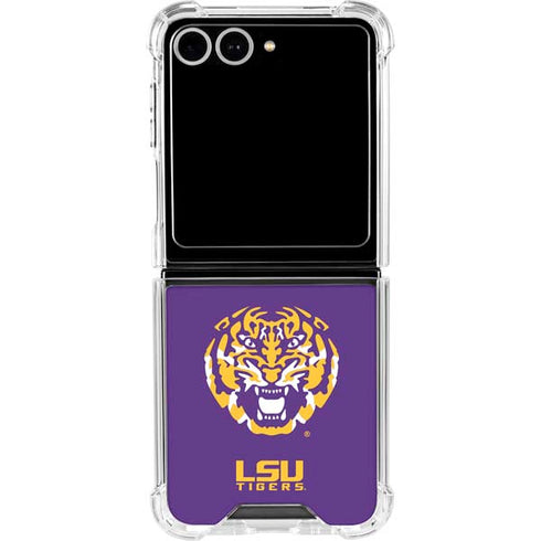 LSU Purple Tiger Mascot Galaxy Z Flip7 Clear Case