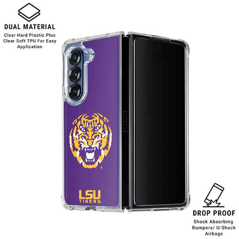 LSU Purple Tiger Mascot Galaxy Z Fold7 Clear Case
