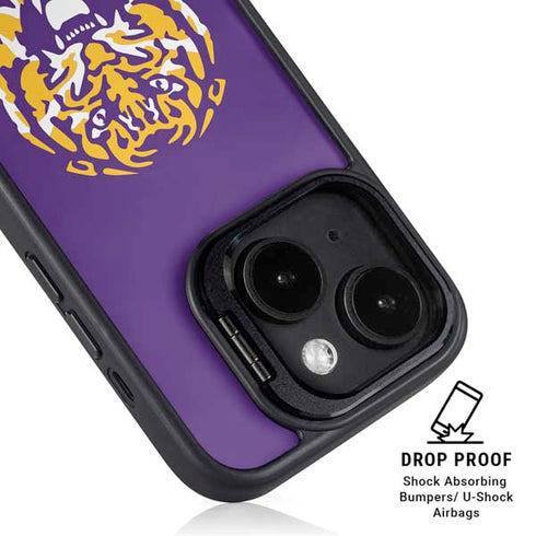LSU Purple Tiger Mascot iPhone 15 Plus Kickstand Case