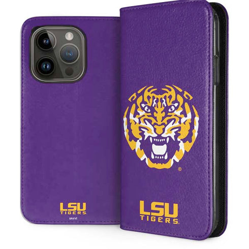 LSU Purple Tiger Mascot iPhone 15 Pro Folio Case