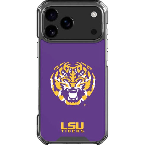 LSU Purple Tiger Mascot iPhone 17 Pro Max Clear Case