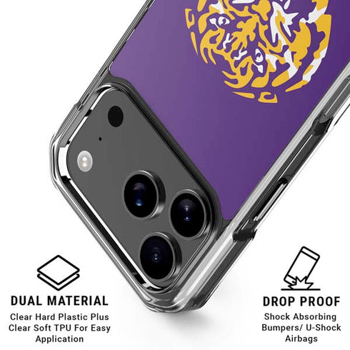 LSU Purple Tiger Mascot iPhone 17 Pro Max Clear Case