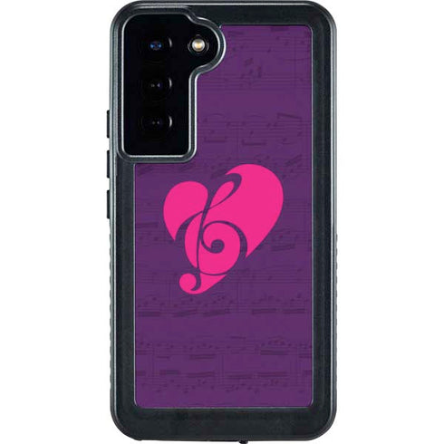 Purple Musical Notes Galaxy S24 Plus Waterproof Case