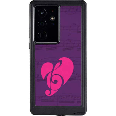 Purple Musical Notes Galaxy S24 Ultra Waterproof Case
