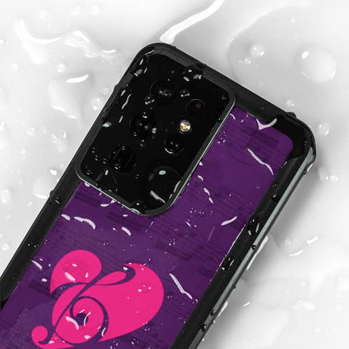 Purple Musical Notes Galaxy S24 Ultra Waterproof Case