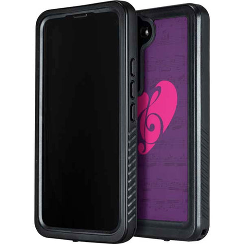 Purple Musical Notes Galaxy S24 Waterproof Case