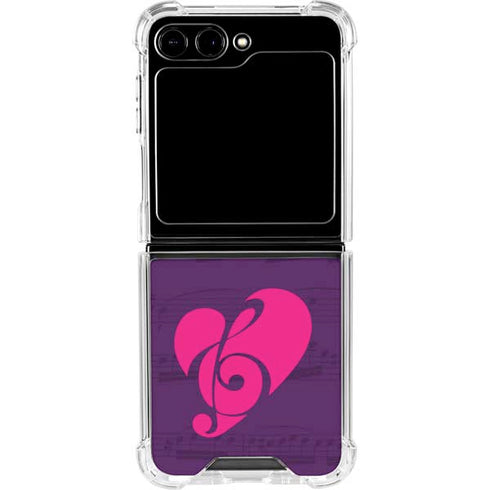 Purple Musical Notes Galaxy Z Flip6 Clear Case