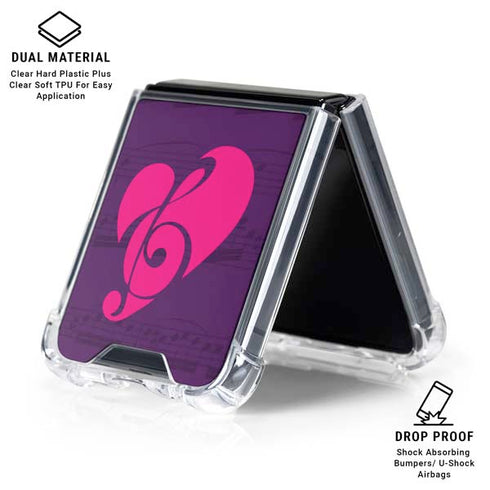 Purple Musical Notes Galaxy Z Flip6 Clear Case