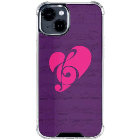 Purple Musical Notes iPhone 15 Clear Case