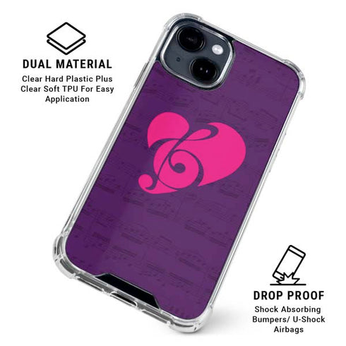 Purple Musical Notes iPhone 15 Clear Case