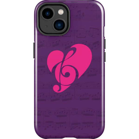 Purple Musical Notes iPhone 15 Impact Case