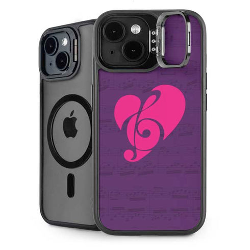 Purple Musical Notes iPhone 15 Plus Kickstand Case