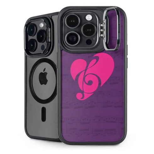 Purple Musical Notes iPhone 15 Pro Kickstand Case