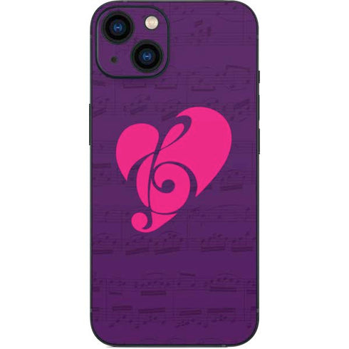 Purple Musical Notes iPhone 15 Skin