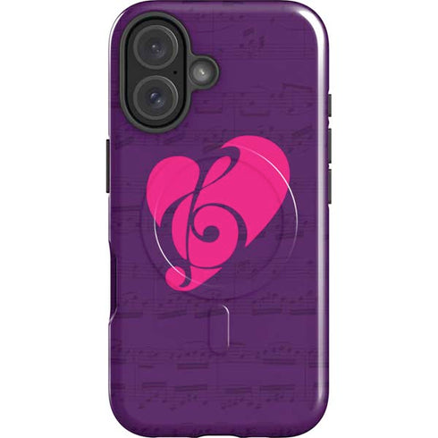 Purple Musical Notes iPhone 16 Magsafe Impact Case