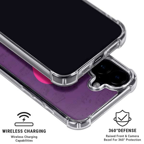 Purple Musical Notes iPhone 16 Plus Clear Case