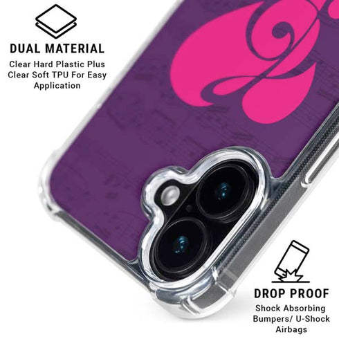 Purple Musical Notes iPhone 16 Plus Clear Case