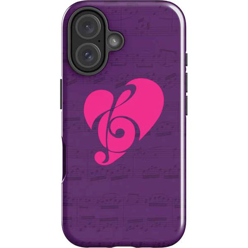 Purple Musical Notes iPhone 16 Plus Impact Case