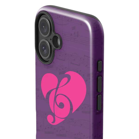 Purple Musical Notes iPhone 16 Plus Impact Case