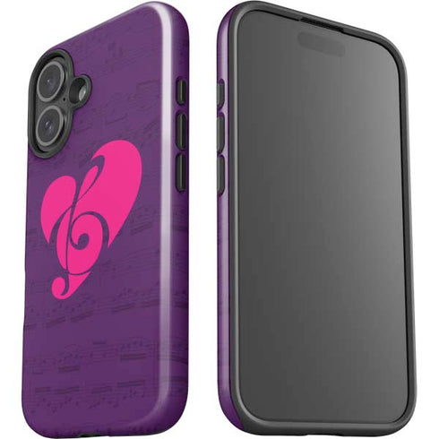 Purple Musical Notes iPhone 16 Plus Impact Case