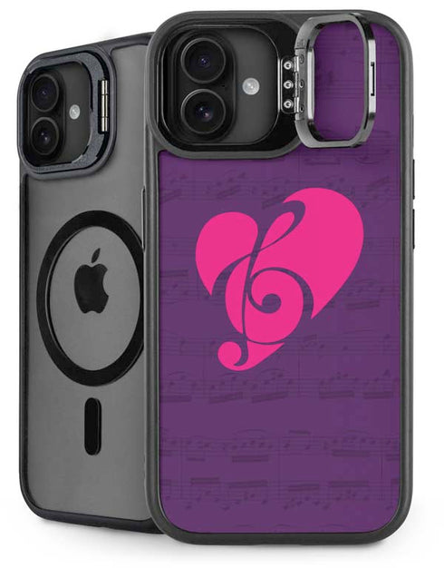 Purple Musical Notes iPhone 16 Plus Kickstand Case