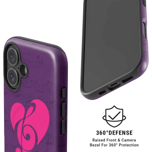 Purple Musical Notes iPhone 16 Plus Magsafe Impact Case