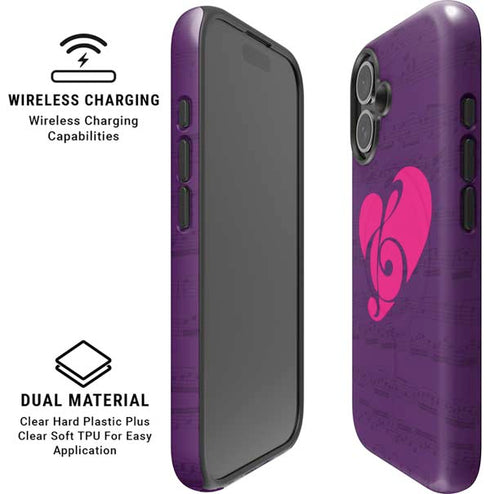 Purple Musical Notes iPhone 16 Plus Magsafe Impact Case