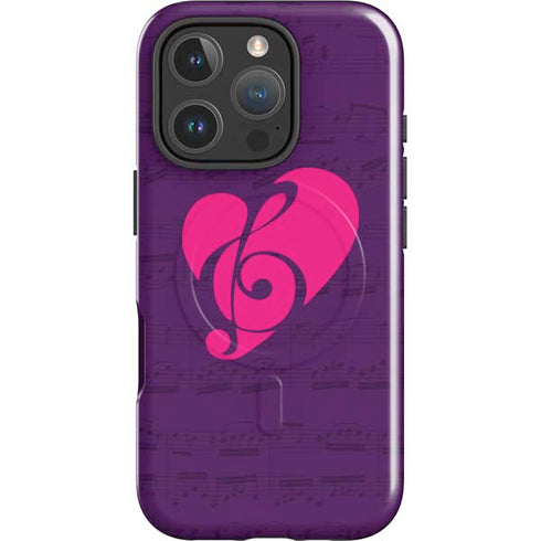 Purple Musical Notes iPhone 16 Pro Magsafe Impact Case